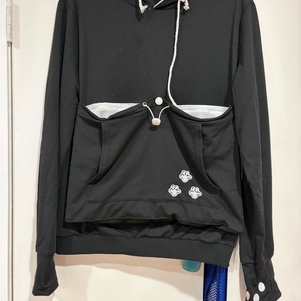 Black Hoodie with Paw Print Design